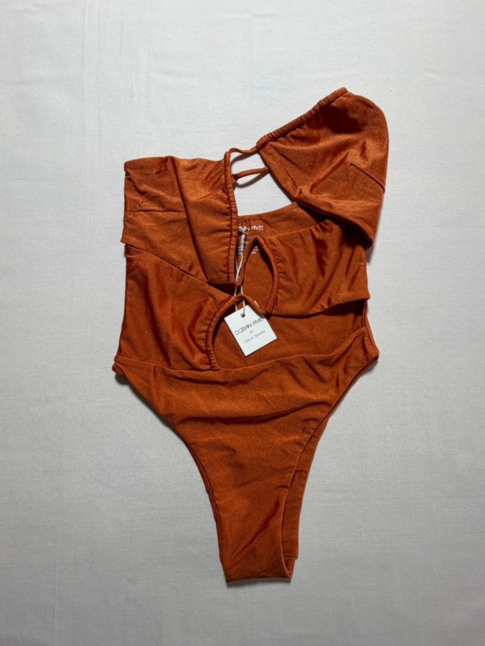 Riot Swim -Ocean Ave Biscayne Burnt Orange One Piece Swimsuit XS Rave‎ Beach